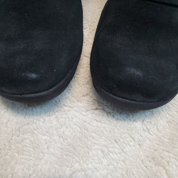 Clarks Black Suede Leather Lagenlook Ruched Goth Zip Ankle Boots Shoes 6W 6 Wide - Picture 9 of 10